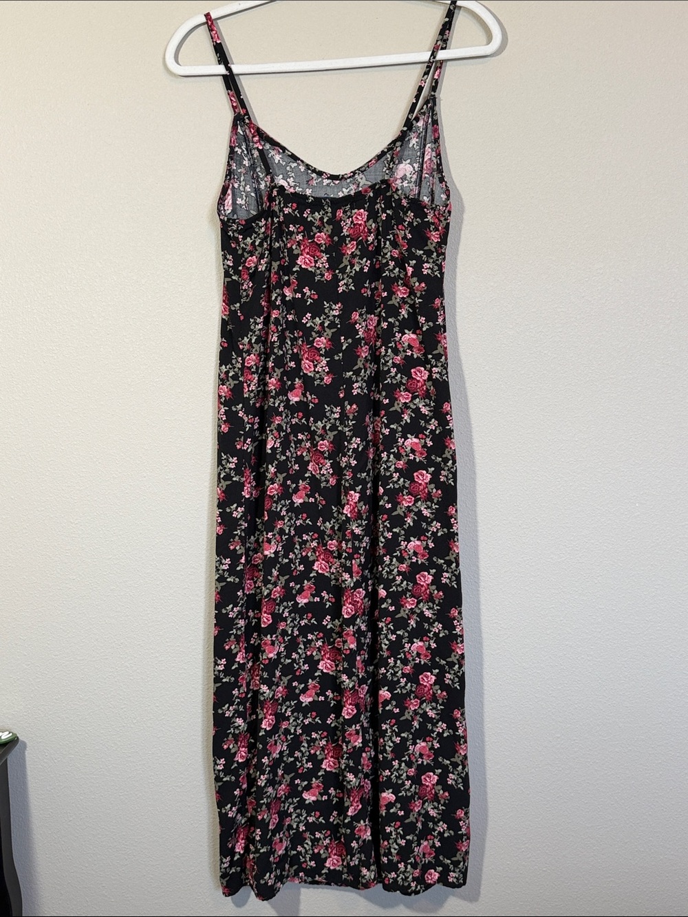 Wallflower Black Maxi Slip Dress with Pink Floral Print - Picture 2 of 7